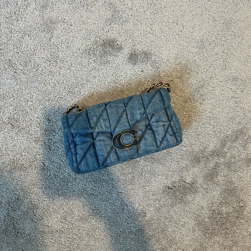 Coach Blue Quilted Clutch with Chain